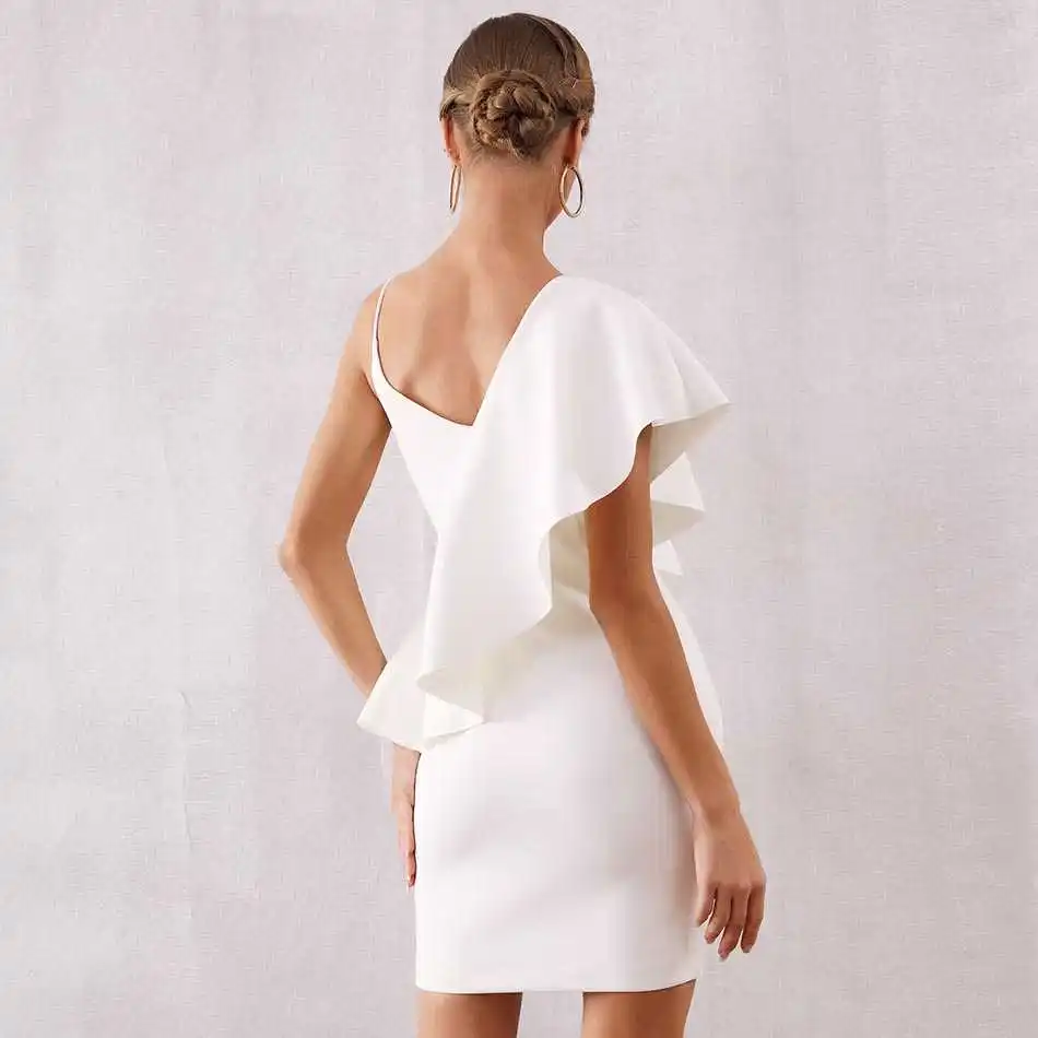 Seamyla облегающее Летнее белое платье для женщин Vestidos Verano сексуальное платье с рюшами без рукавов для вечеринок знаменитостей Клубная одежда для подиума