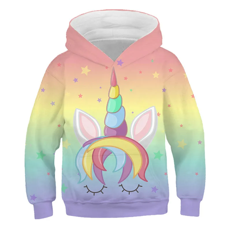 

Children Boys and Girls 3D Unicorn Cartoon Hoodie Fun Anime Sweatshirt Autumn Hoodie 4-14 Years Old Children's Jacket
