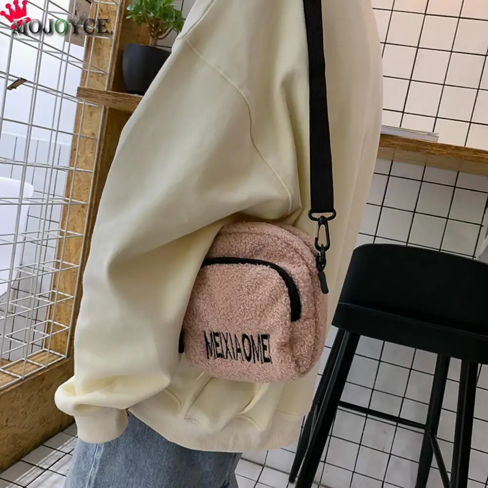 

Plush Material Messenger Bag New Original Design Tote Female Student Large Capacity Shoulder Bags Simple Shopping Handbag