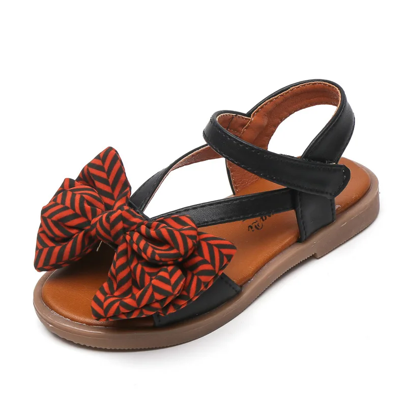 

2021 New Baby Girl Shoes Flat Sandals Korean Bowtie Beach Shoes Toddler Slides Kid Slipper Princess Shoes
