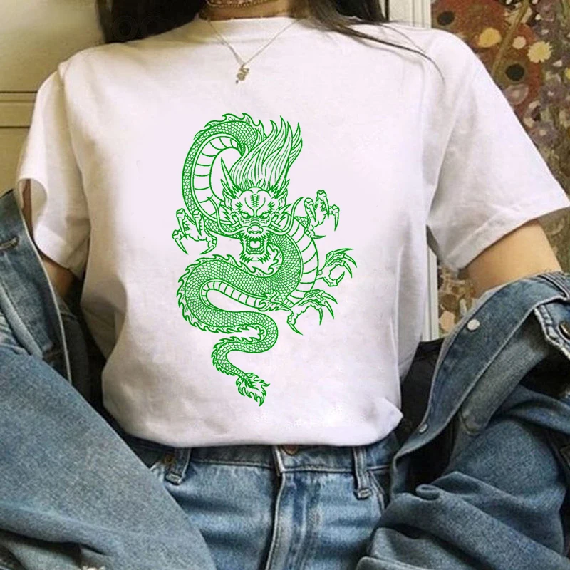 

Women's T-shirt latest dragon Totum O-neck T-shirt printing casual short-sleeved street T-shirt Harajuku top