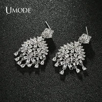 umode newest cz zirconia crystal flowers drop earrings for elegant women bridal wedding jewelry accessories gift ue0705
