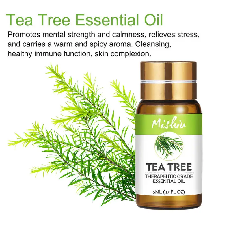 Mishiu Tea Tree Essential Oil Pure Aromatherapy Diffusers Emotional balance Air Fresh Fragrance Natural Body 5ML | Красота и здоровье