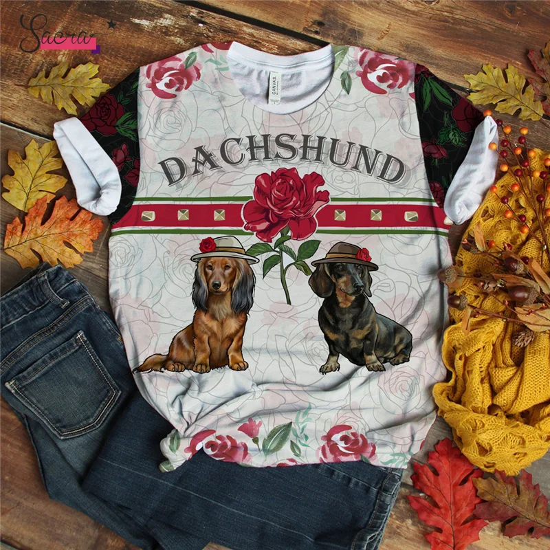 

2021 New Arrival Men T Shirt Full Anime Shirt Printing Fashion Short Sleeve Dachshund Harajuku Men Tees