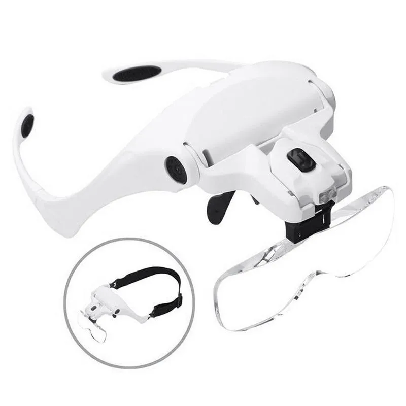 

Headband Magnifier with Loupe LED Light Glasses Light Bracket for Jewelry Watch Repair Sewing Lash Extension Dentist