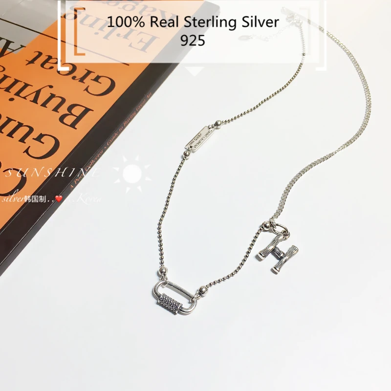 

IMVES 100% Prata Esterlina Letra H Colar S925 Thai Silver Letter Necklace INS Fashion For Man and Women Luxurious Sweater Party