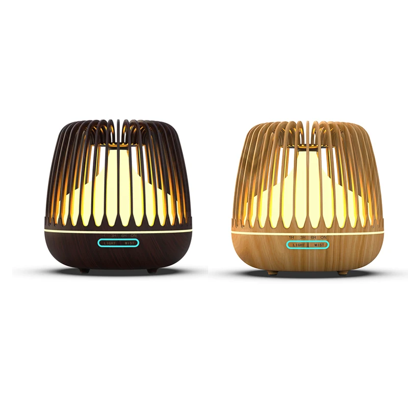 

500ML Aroma Essential Oil Diffuser Ultrasonic Air Humidifier Wood Grain 7 Color Changing LED Lights Cool Mist for Home