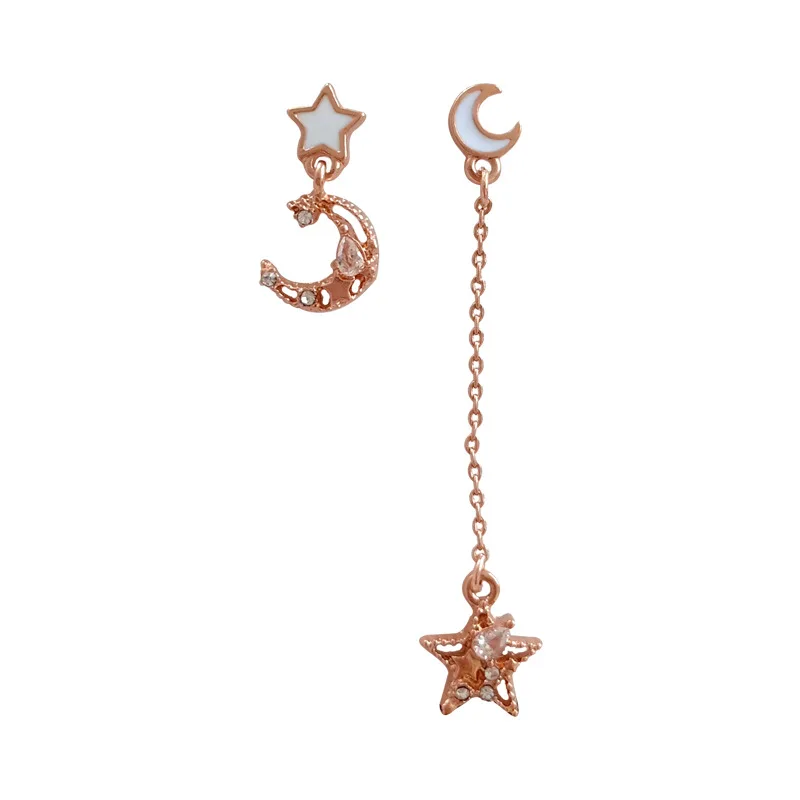 moon star pink Набор серий 12 видов стилей, стразы, длинные серьги с кисточками, луна, кошка, ключ, палочка, Сейлор Мун, серьги для женщин, девушек, подарки - Окраска металла: moon star pink