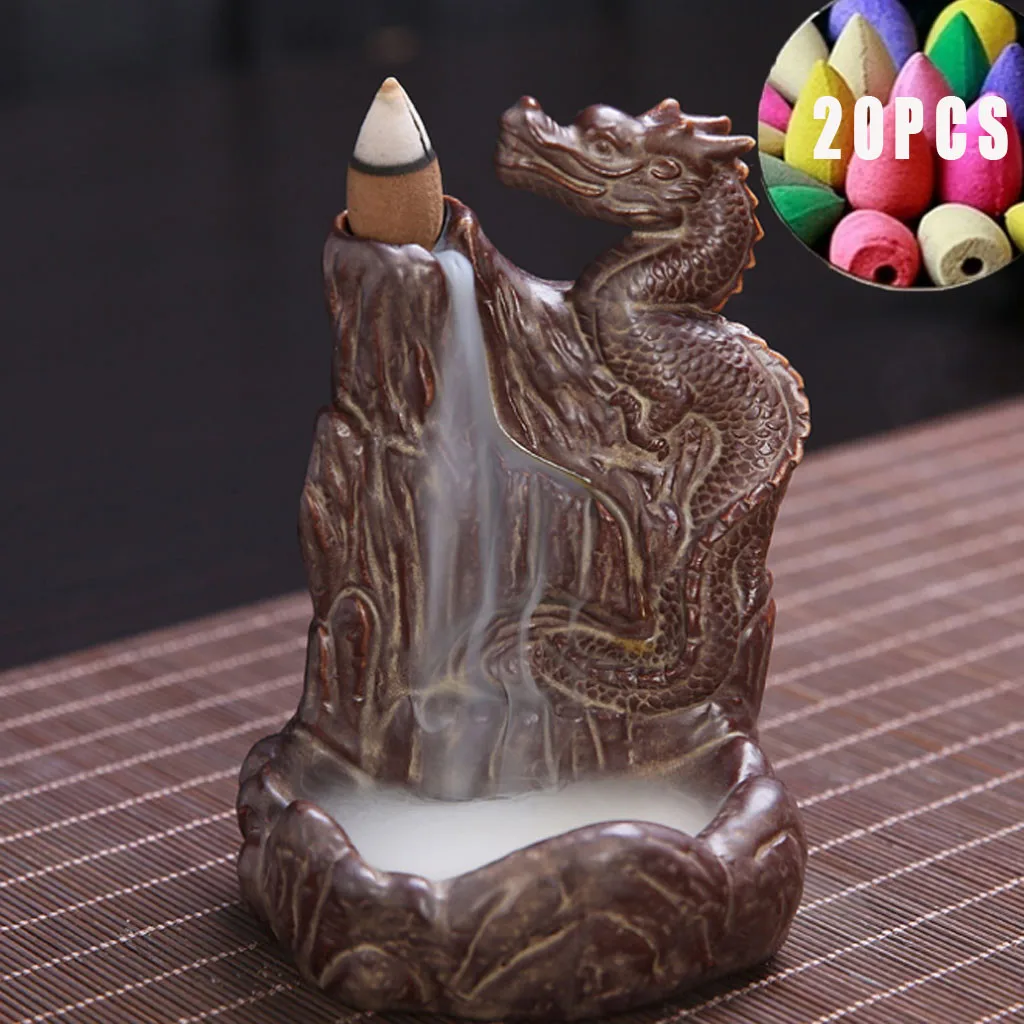 best selling 2020 products With 20 pcs Backflow incense cones / Retro Handmade Porcelain Ceramic support dropshipping | Дом и сад