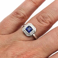 fashionable and exquisite blue diamond wedding princess ring love rng size 5 11