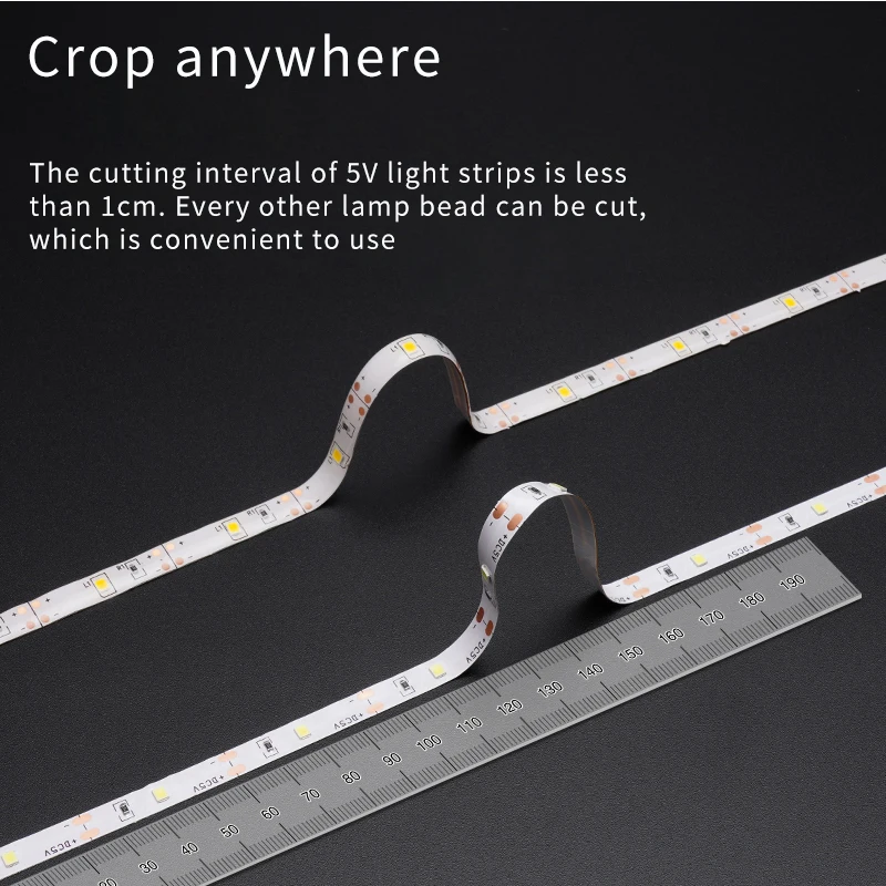 

FLKL Led Lamp Strip Usb Charging Power Supply Dormitory Bedside Low Voltage 5V Night Market Decoration Self-adhesive White Light