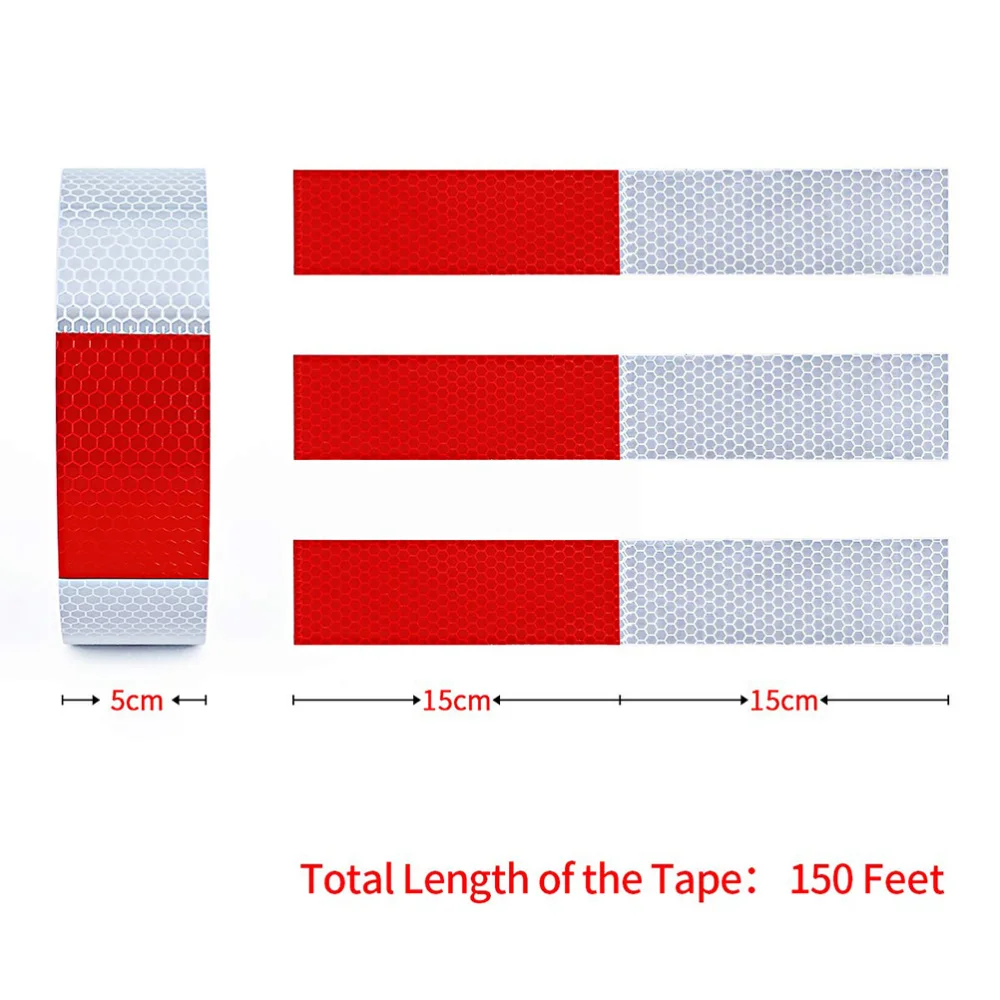 

5cm*45M Reflective Tape Roll White and Red Trailer Conspicuity Dot Sfety Warming Tape Reflective for Vehicle