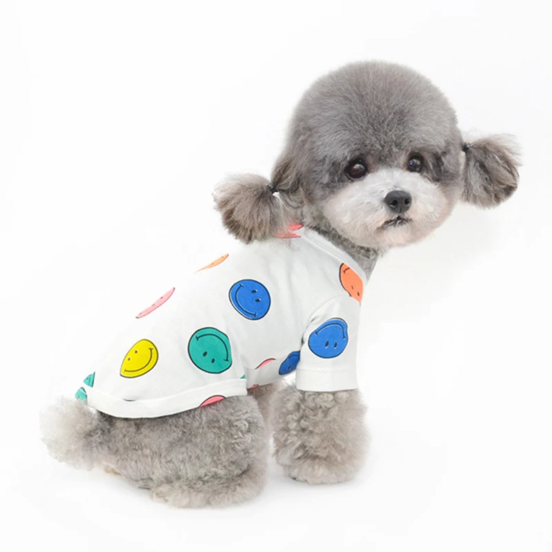 

Leisure Dog Clothes Puppy Pet Clothes For Dog Shirt Smile Face Dog Clothes Chihuahua Clothing For Dogs Pets Costume Bulldog Pug