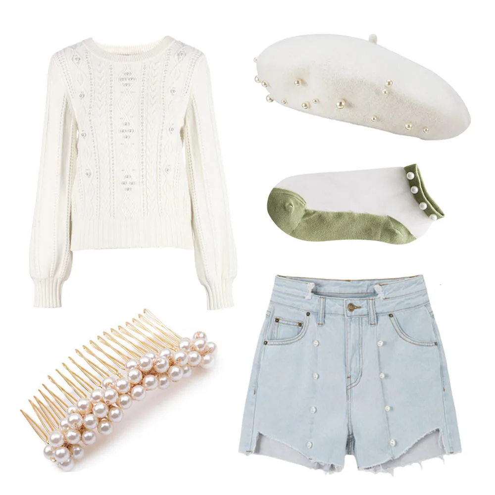 Круглые жемчужные заклепки белые шпильки и шипы для одежды/шляп/брюк