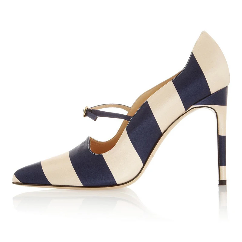 Женские атласные туфли на шпильке FSJ элегантные темно-синие и бежевые