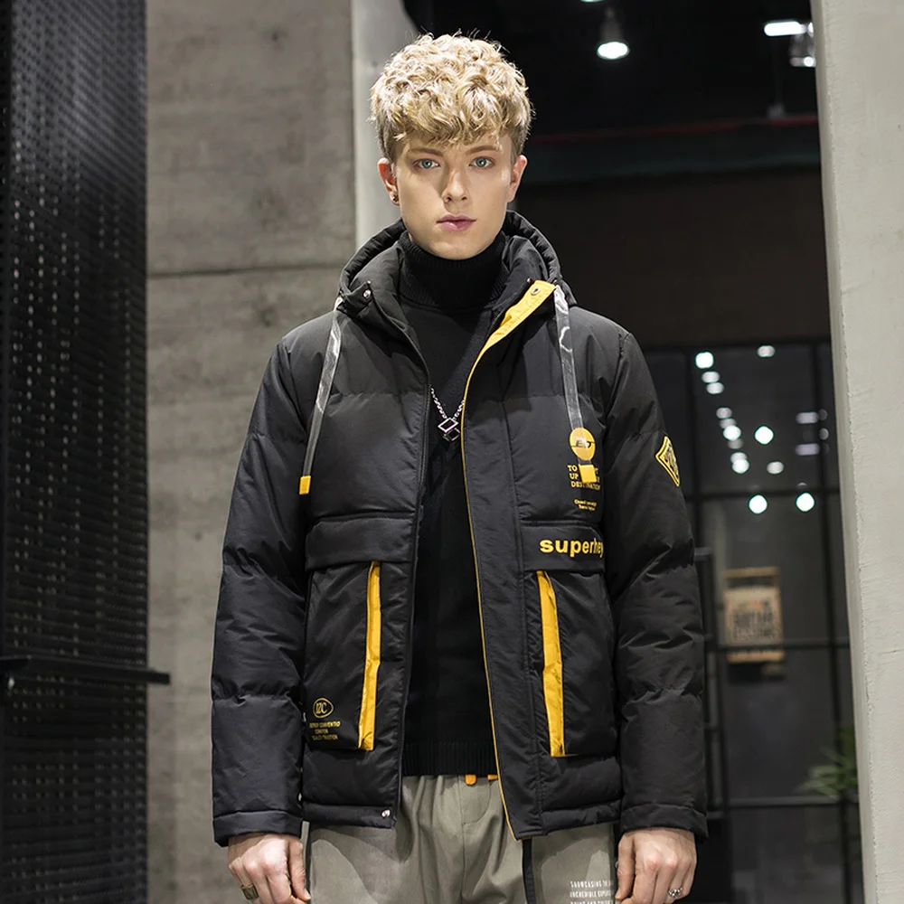 Covrlge Men's Casual Hooded Padded Jacket Men Winter Warm Thick Waterproof Jacket Parkas Coat Large Pocket Jacket Male MWM109