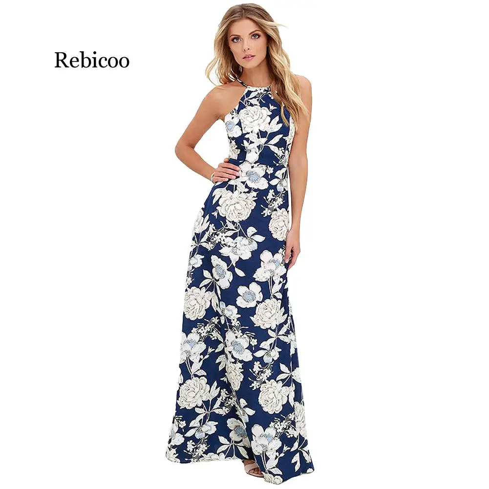 Макси длинное платье летние платья для женщин Цветочный принт в стиле бохо