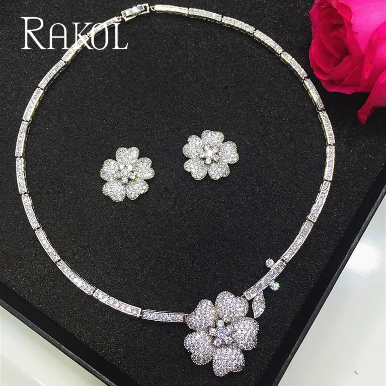 Роскошный свадебный комплект ювелирных изделий RAKOL с микрозакрепкой и