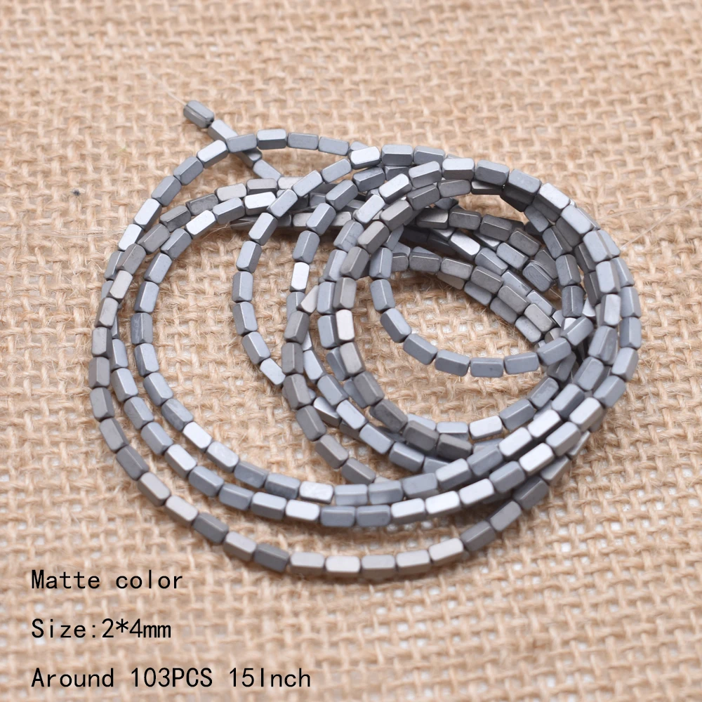 41-2x4mm matte 95 шт./лот, блестящие разноцветные бусины из натурального камня, гематит, прямоугольные бусины квадратной формы для самостоятельного изготовления ювелирных изделий - Цвет: 41-2x4mm matte