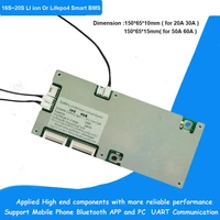 58 4v 73v 16s 17s 18s 20s lithium and lifepo4 smart bluetooth bms with uart communication and 20a to 60a constant current