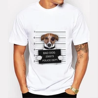 summer classic fashion white mens pet dog short sleeved t shirt polyester casual loose round neck printing plus size t shirt