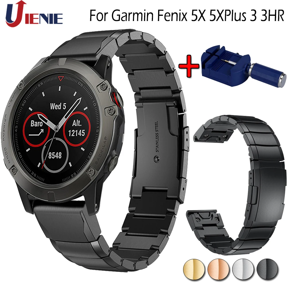 26 мм ремешок из нержавеющей стали для Garmin Fenix 5X/5 XPlus/3/3HR/D2 Bravo/Quaitx3 металлические