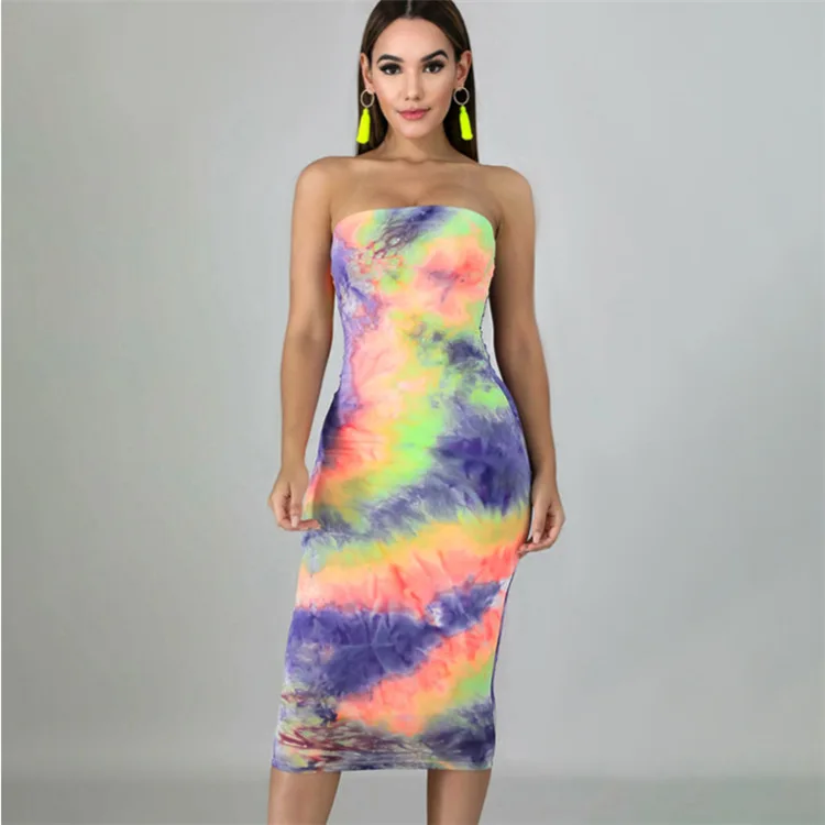 

Модное окрашенное облегающее платье с завязками, Новинка лета 2021, соблазнительное платье без рукавов, без бретелек, с открытой спиной, наряд...