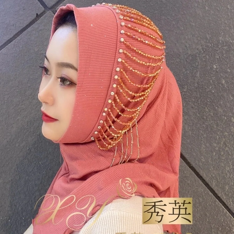 

Легко носить мусульманские платки женские хиджабы-шарфы бисер ленточки