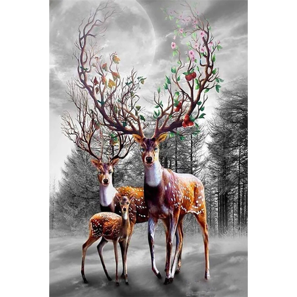 

Sika Deer 5D DIY Diamond Painting Animal Rhinestone Picture Cross Stitch Kit Full Diamond Embroidery Mosaic Home Decoration