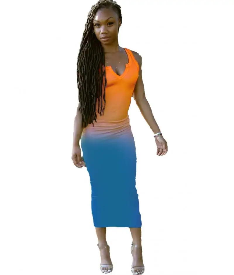 

Summer Fashion Sleeveless Elegant Pencil Dress Women 2021 Sexy Club Party Bodycon Bandage Slim Color Contrast Dress Vestido