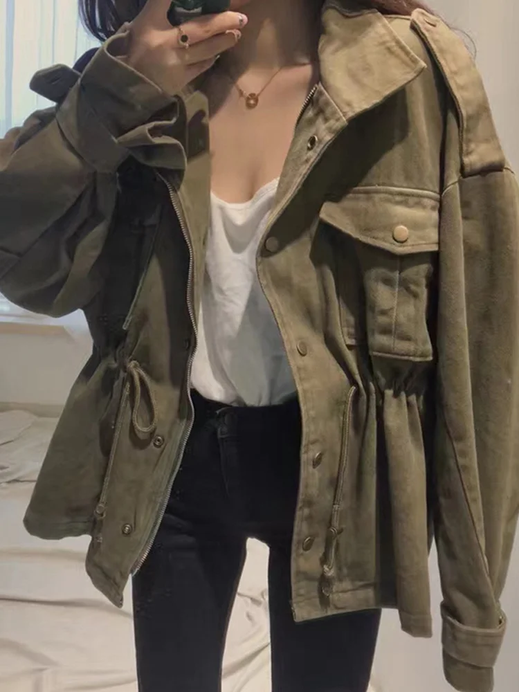 

Осенний Новый Свободный мотоциклетный комбинезон для женщин 2021 короткая небольшая темпераментная бейсбольная куртка модная