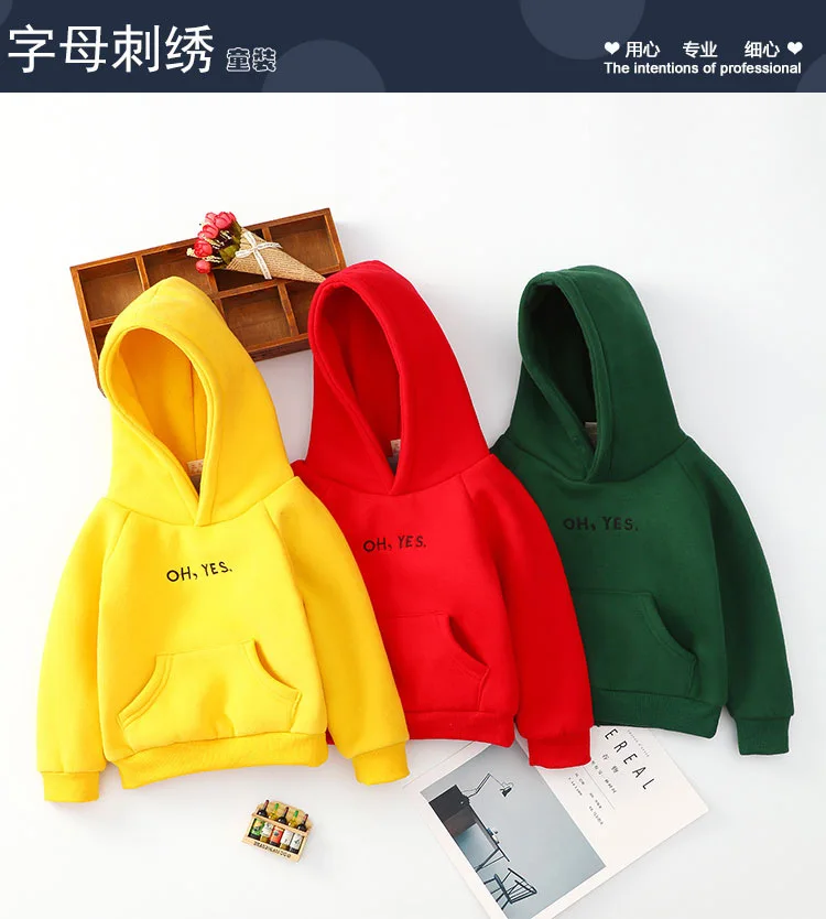 sweatshirt For Girls Children's Hoodies For Boys Red/Yellow/Green Pullover Thick Girls/Boys Sweater Kids Clothes DC125