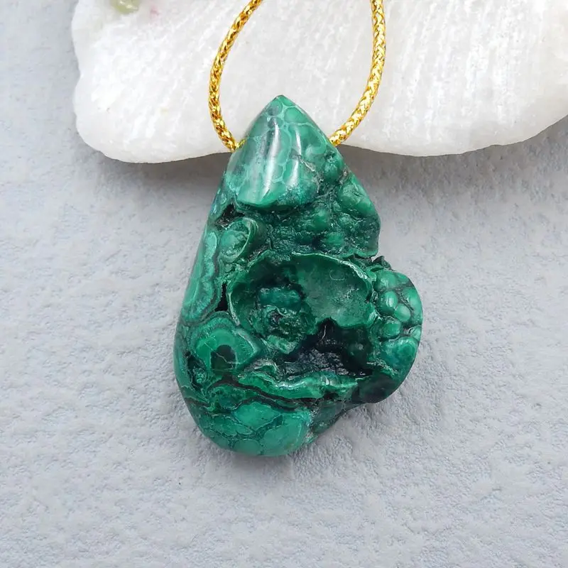 

Natural Stone Precious Drusy Malachite Necklace Pendant Bead 41x28x12mm 20g Fashion Jewelry Accessory