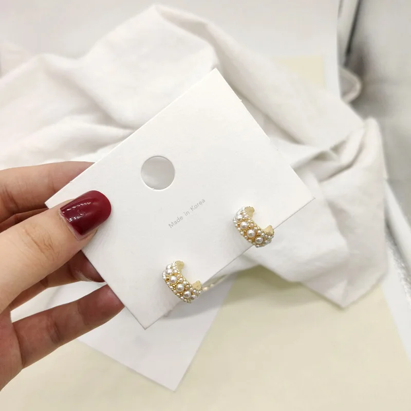 Женские серьги-кольца с жемчугом металлические серьги неправильной