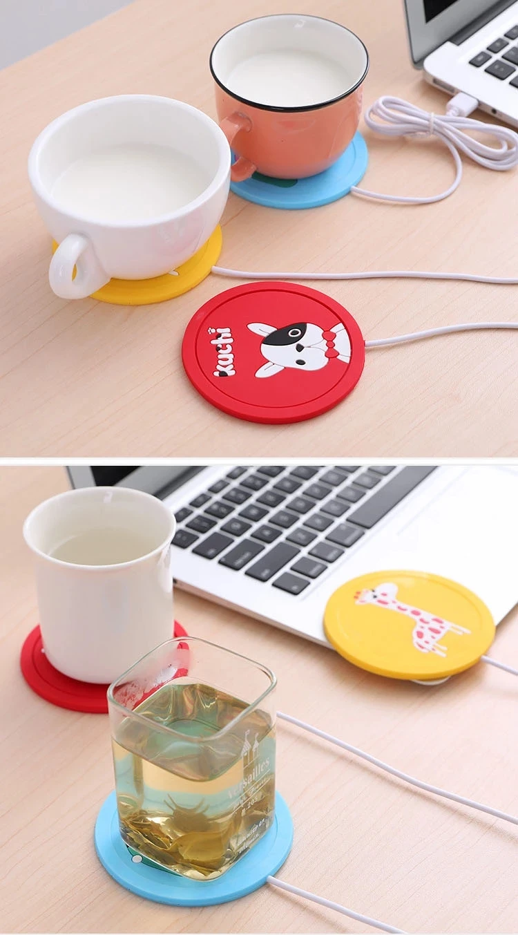 

Power Supply Office USB Cartoon Coffee Cup Tea Warmer Electric Heater Heating Soft Rubber Coaster Protector Anti Heat Winter