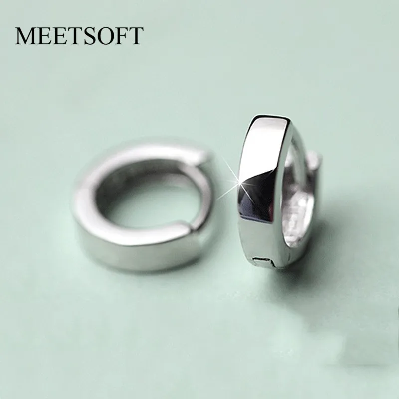

MEETSOFT Classic 925 Sterling Silver Glossy Round chic Hoop Earrings for Women Anniversary Jewelry Accessory wholesale Gift