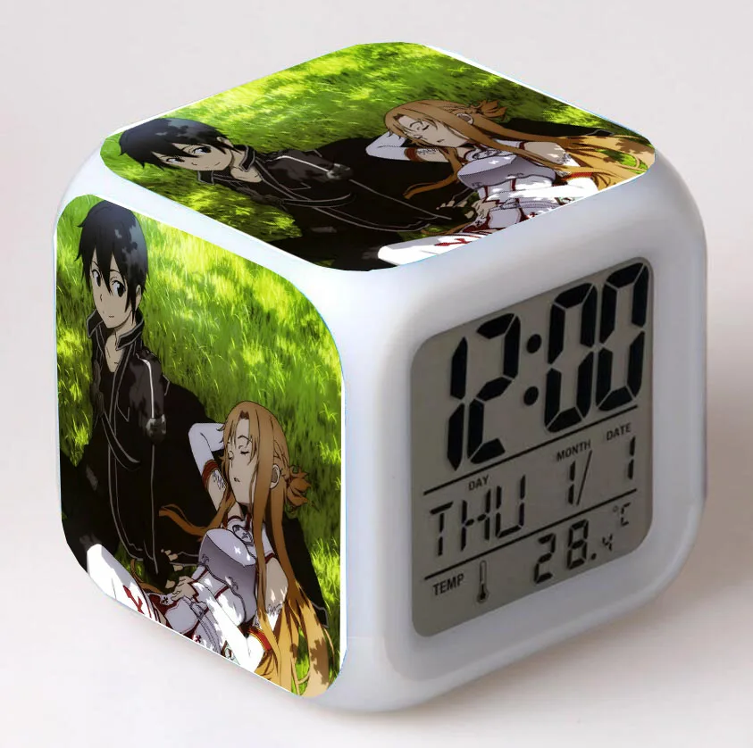 

Anime Sword Art Online LED 7 Color Flash Digital Alarm Clocks Night Light Bedroom Desk Clock despertador Alarm-Clock