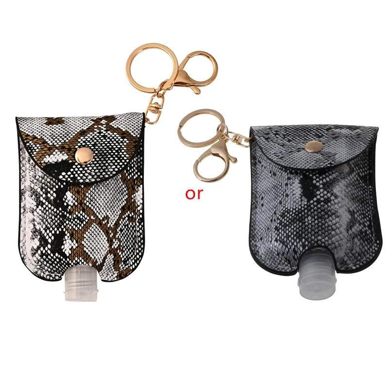 

Leopard Print Portable Empty Bottle Leather Keychain Bottle Holder Clips to Bags