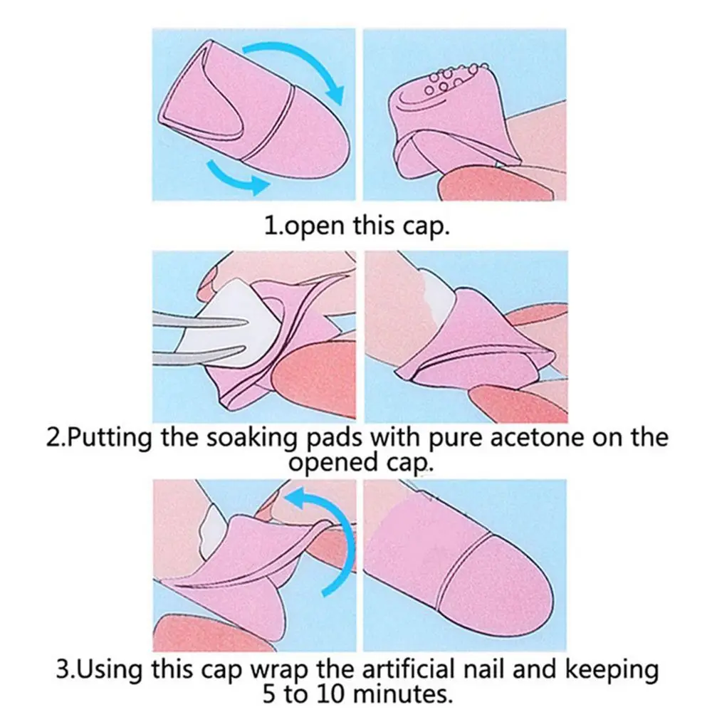 

10pcs Uv Gel Polish Remover Wrap Silicone Plastic Soak Off Cap Clip Manicure Cleaning Varnish Nail Art Tool Reuseable Finger