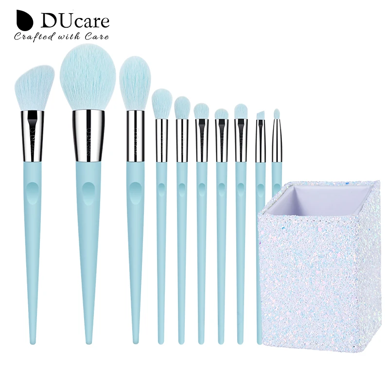 

DUcare 10pcs Makeup Brushes Professional Powder Foundation Blush Eye shadow Brushes Highlighter Makeup Tools With Holder