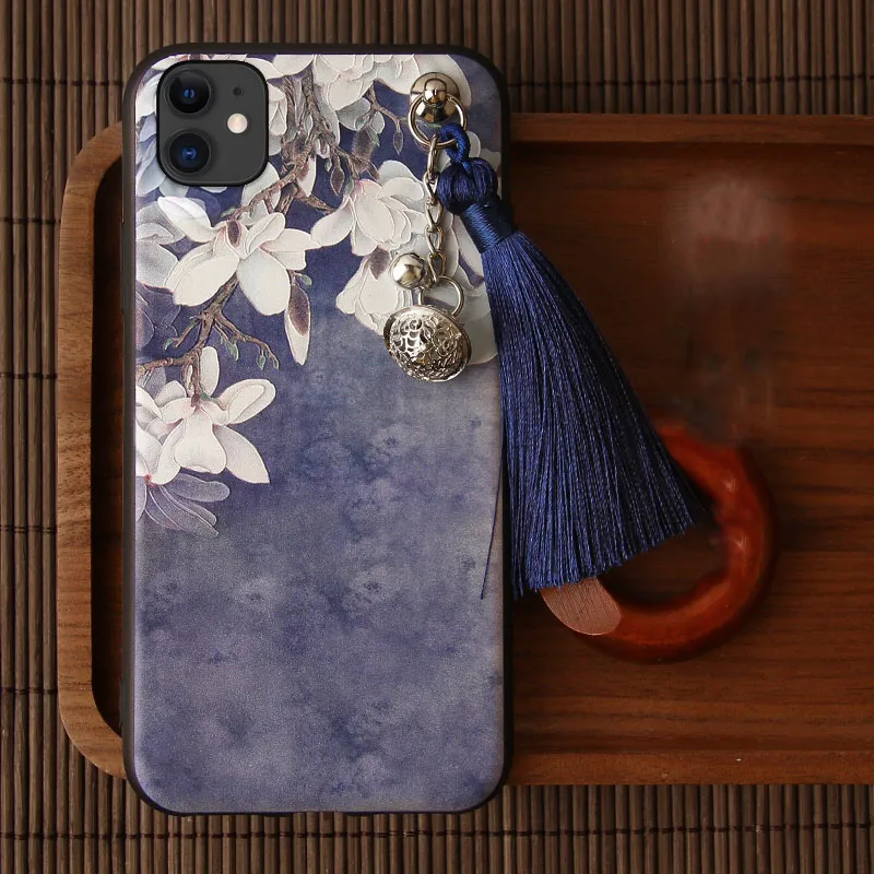 Pattern D 3D рельефный чехол для iPhone 11 Pro Max XS XR X 10S 7 8 6 6S Plus чехол тиснение колокольчик-кисточка противоударный мягкий чехол для Apple XS Shell - Цвет: Pattern D
