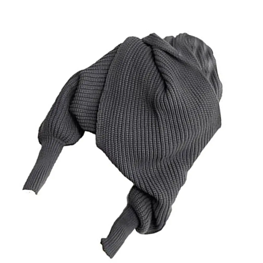 Сохраняющий тепло вязаный шерстяной длинный рукав обертывание однотонный