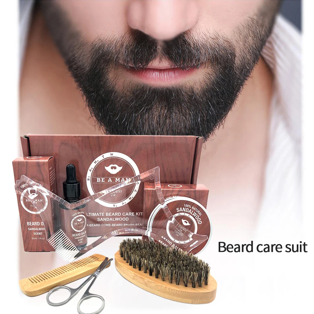 

Styling Tool Portable Home Wooden Comb Moisturizing Beard Care Set Professional Cleaning Lubrication Cream Hair Removal Manual