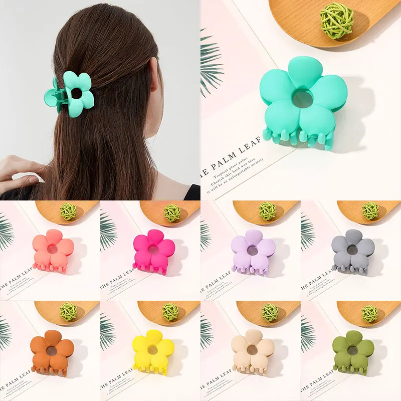 

Fashion Sweet Flower Shape Hair Claws Colorful Cute Flower Matte Hair Clip Chic Crab Hairpins Styling Hair Accessories
