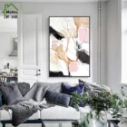 Абстрактная Картина на холсте с изображением линий розового, черного, белого и золотого цвета, настенный постер в скандинавском стиле для украшения дома