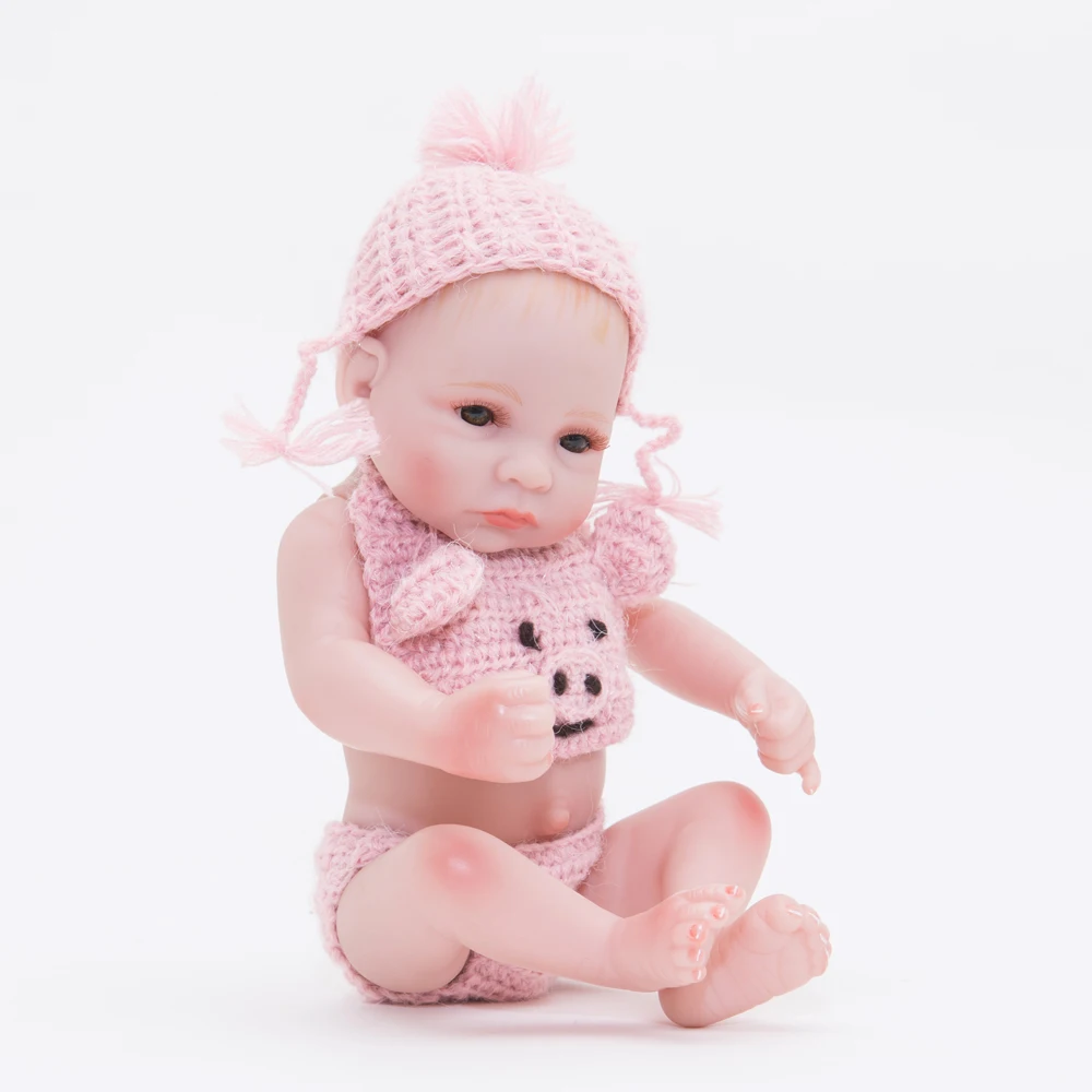 25 см 10 дюймов милый новорожденный мини Bebe Reborn Baby Doll полный силиконовый винил