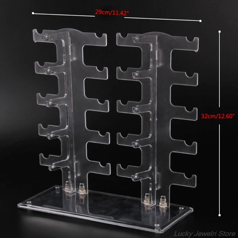 

Two Row Sunglasses Rack 10 Pairs Glasses Holder Display Stand Transparent D24 20 Dropshipping