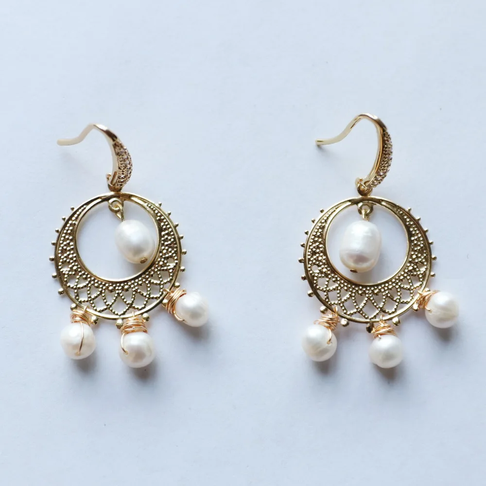 Новые модные серьги с пресноводным жемчугом ушные крючки кубическим цирконием