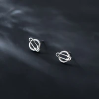 genuine 925 sterling silver zircon safety pin circle stud earrings simple geometric jewelry for women
