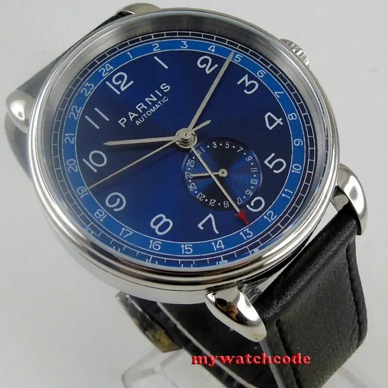 Мужские часы с автоматическим механизмом 42 мм циферблат Парнис синим